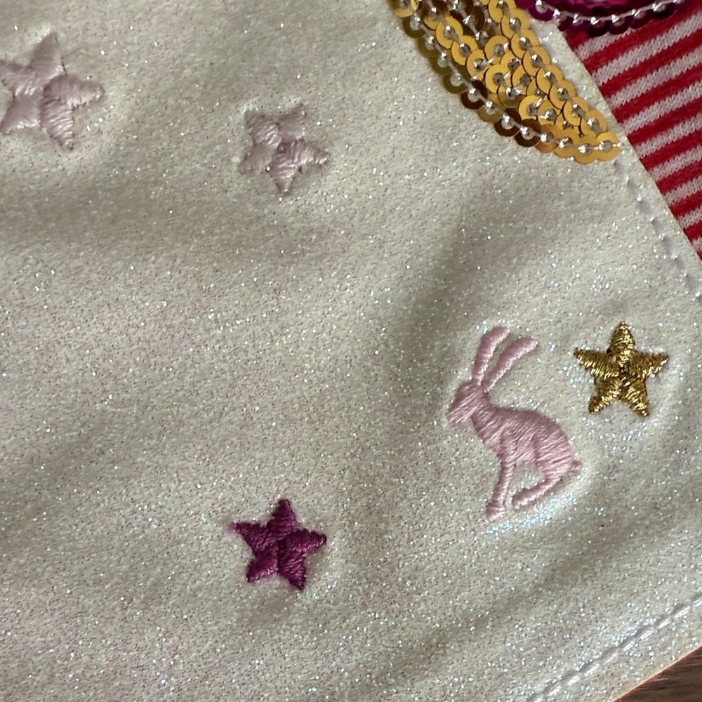 Joules Pink & Red Striped Sparkle Unicorn Shirt - size 5 - Picture 5 of 6